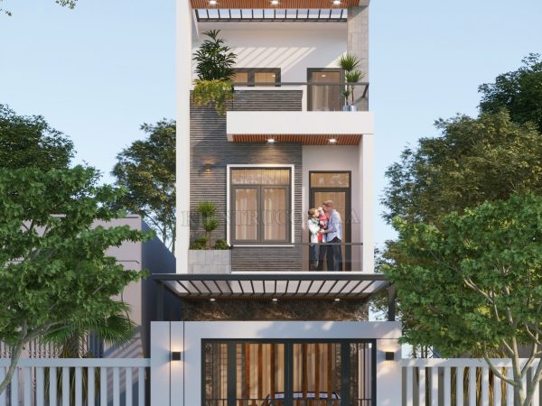 Mẫu nhà phố 2 tầng 1 tum phong cách sang trọng, hiện đại tại Hà Nội | P24137