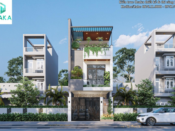 Mẫu nhà phố 2 tầng 1 tum thiết kế hiện đại trẻ trung tại Hà Nội | P25155